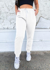 Casual Lace-up Solid Color Pants