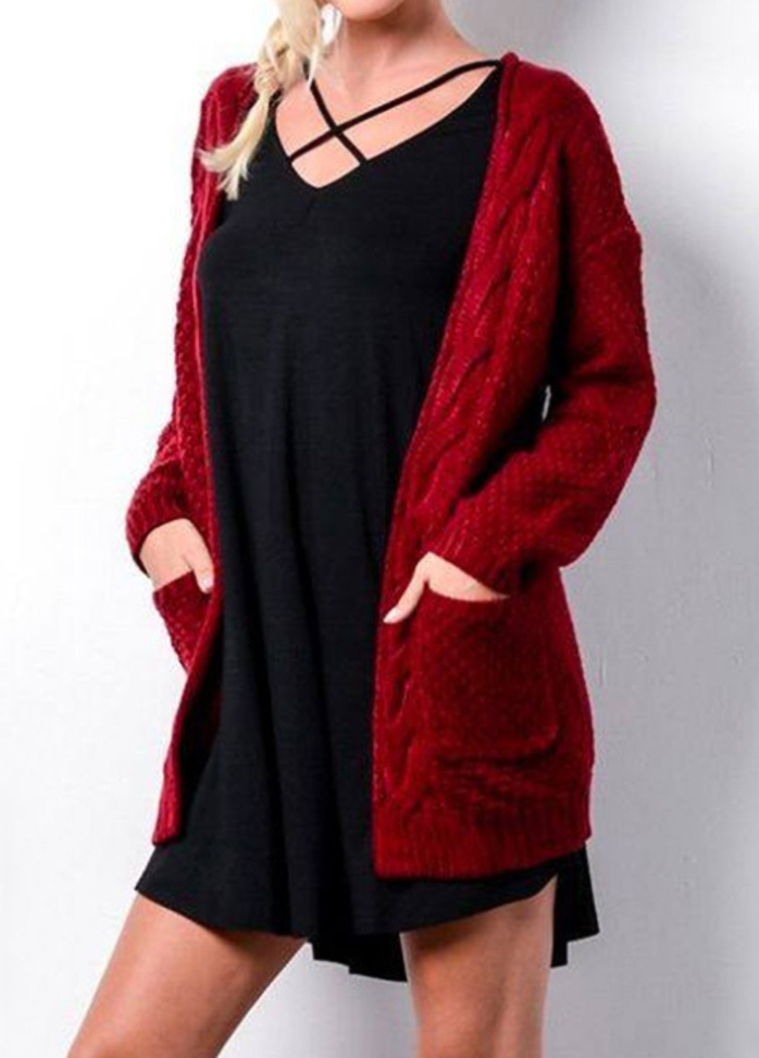 Long Sleeve Casual Solid Color Cardigan