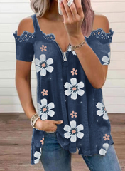 Floral Print Cold Shoulder Blouse