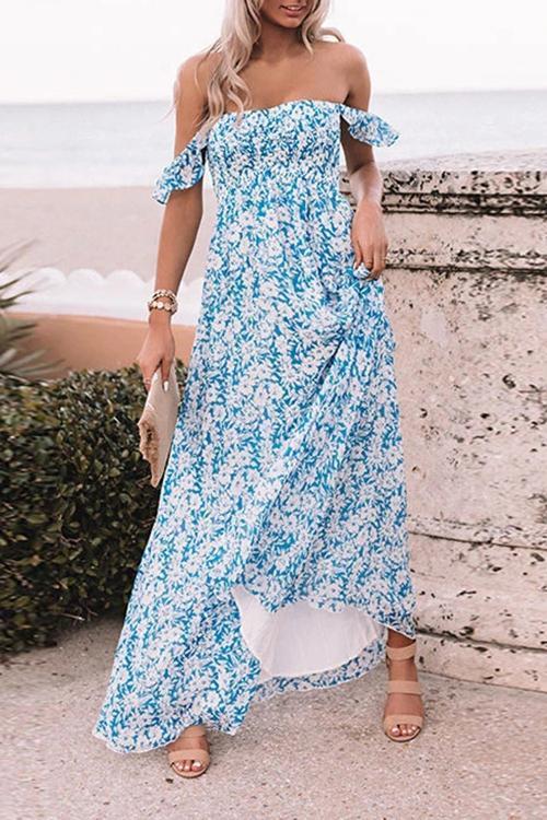 Strapless Print Maxi Dress