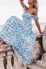 Strapless Print Maxi Dress
