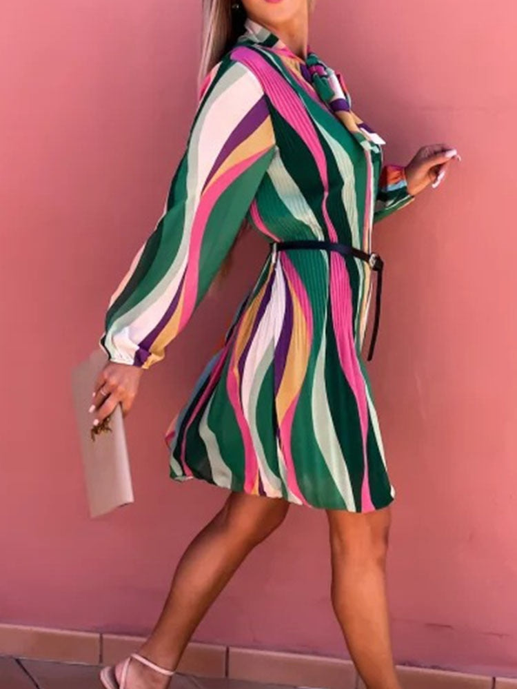 Casual Long Sleeve Colorful Loose Party Dress
