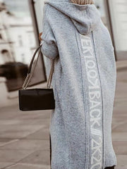 Casual Loose Leopard Hooded Knitted Cardigan Sweater