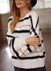 Long Sleeve Striped Round Neck Casual Sweater
