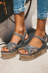 Weave Straw Wedges Sandals