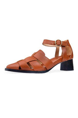 Weave Pointed Toe Mid Heel Sandals