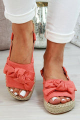 Bow Knot Peep Toe Staw Platform Sandals