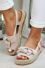Bow Knot Peep Toe Staw Platform Sandals