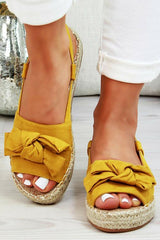 Bow Knot Peep Toe Staw Platform Sandals