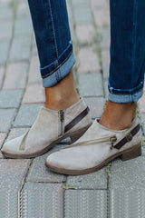 Buckle Zipper Slip On Low Heels Ankle Boots