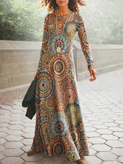 Women's Dresses Crewneck Long Sleeve Print Dress