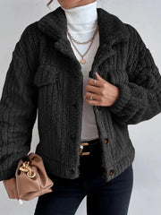 Women's Jackets Plush Lapel Button Long Sleeve Jacket