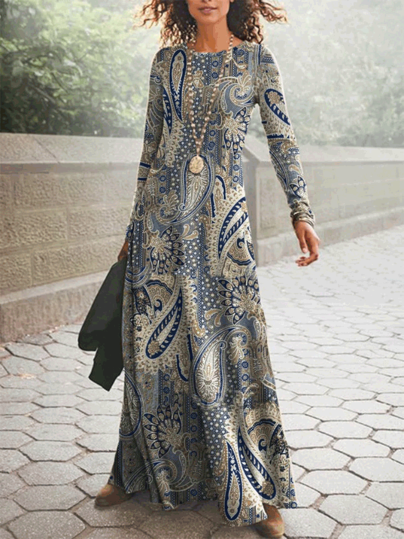 Women's Dresses Crewneck Long Sleeve Print Dress