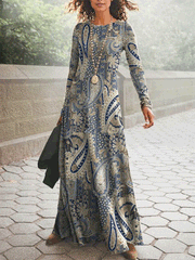 Women's Dresses Crewneck Long Sleeve Print Dress