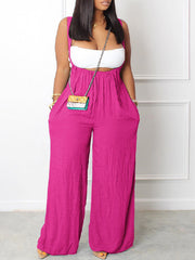 Women's Jumpsuits Casual Solid Sling Pocket Wide-Leg Jumpsuit