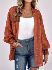 Women's Cardigans Casual Jacquard Long Sleeve Chiffon Cardigan