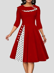 Women's Dresses Vintage Polka Dot Mid Sleeve Casual Dress