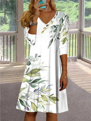 Women's Dresses Casual V-Neck Printed Long Sleeve Dress