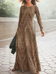 Women's Dresses Crewneck Long Sleeve Print Dress