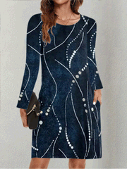 Women's Dresses Pocket Long Sleeve Printed Dress