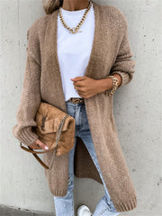 Women's Cardigans Loose Solid Long Sleeve Knit Cardigan