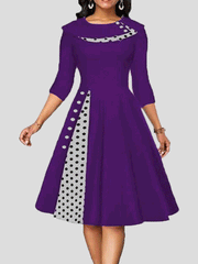 Women's Dresses Vintage Polka Dot Mid Sleeve Casual Dress