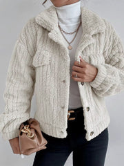 Women's Jackets Plush Lapel Button Long Sleeve Jacket
