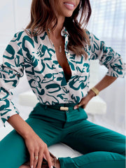 Women's Blouses Casual Lapel Button Long Sleeve Blouse