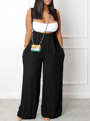 Women's Jumpsuits Casual Solid Sling Pocket Wide-Leg Jumpsuit