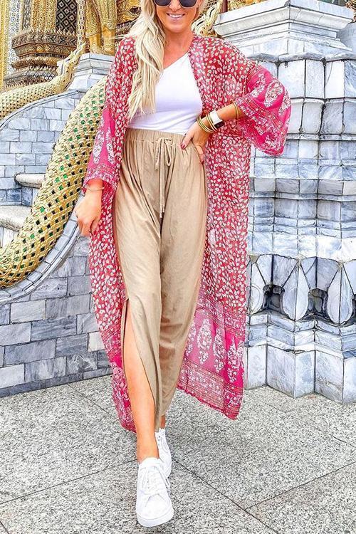 Floral Print Long Sleeve Cardigan