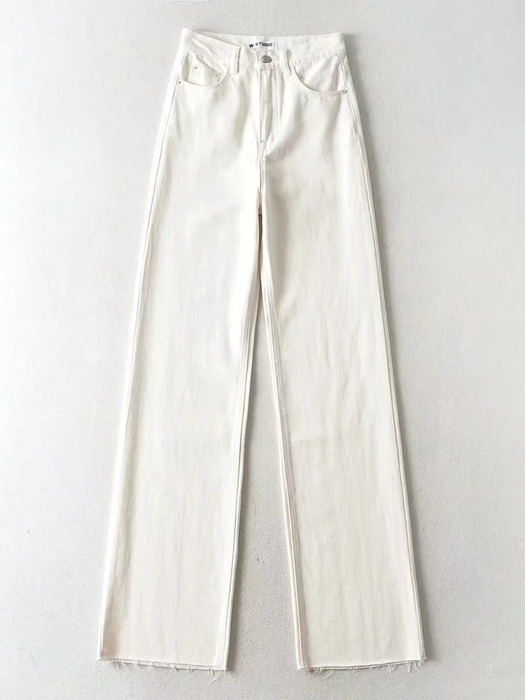 Fashion Straight Leg High Waist Baggy Denim Jean Pants
