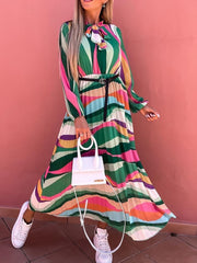 Casual Long Sleeve Colorful Loose Party Dress