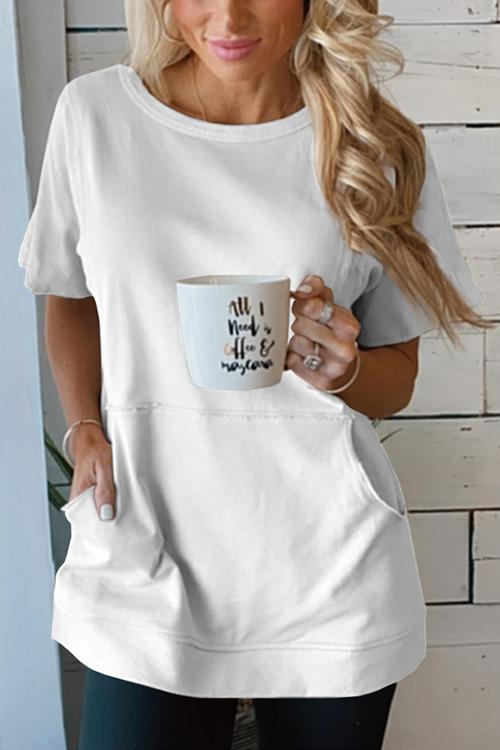 Solid Short Sleeve Pockets T Shirt