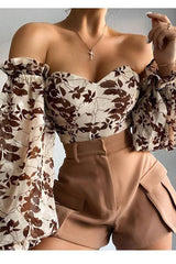 Floral Puff Sleeve Off Shoulder Blouse