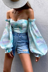 Floral Puff Sleeve Off Shoulder Blouse