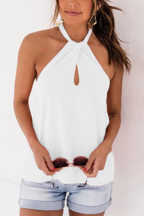 Solid Halter Neck Blouse