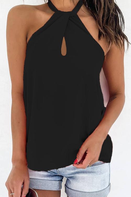Solid Halter Neck Blouse