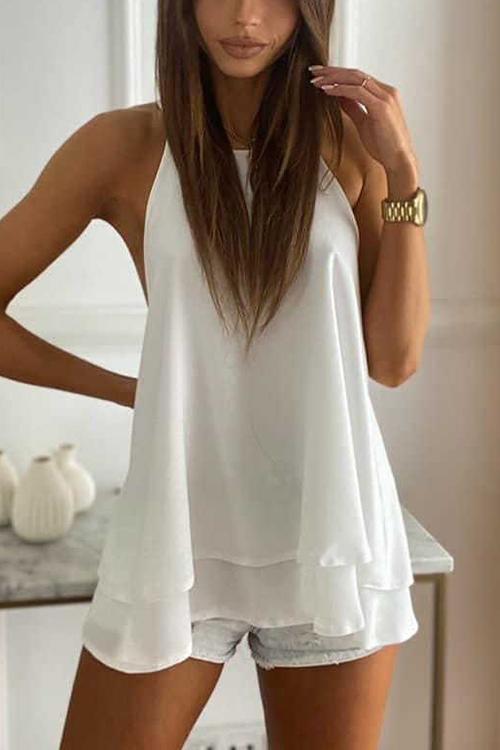 Solid Layer Slip Loose Blouse