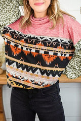 Splicing Long Puff Sleeve Sweatshirt