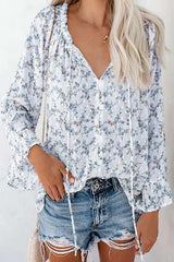 Floral Print Flares Sleeve Blouse