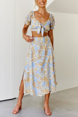 Floral Knot Crop Maxi Skirts Set