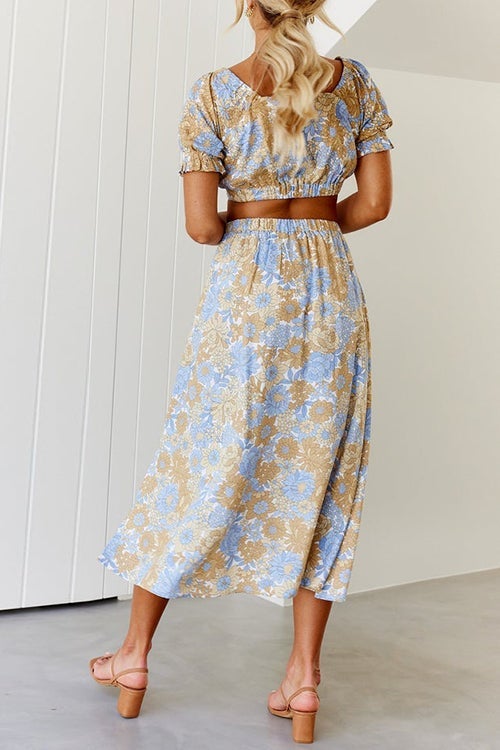 Floral Knot Crop Maxi Skirts Set