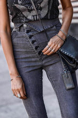 Florcoo Buttoned Skinny High Rise Jeans