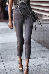 Florcoo Buttoned Skinny High Rise Jeans