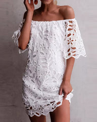 Floral Pattern Cut Out Off Shoulder Dress