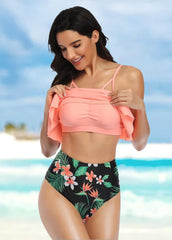 Flouncing Printed Bikini Set