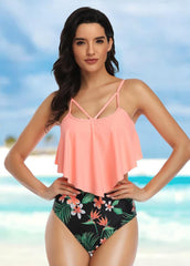 Flouncing Printed Bikini Set