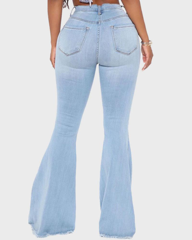 90s Vintage Ripped Raw Edge High Waist Flare Jeans