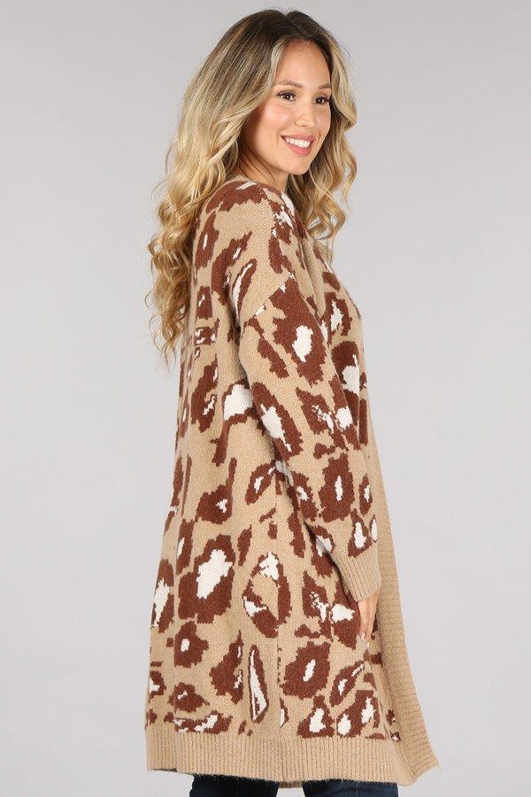 Long Sleeve Open Front Knitted Cardigan Coat