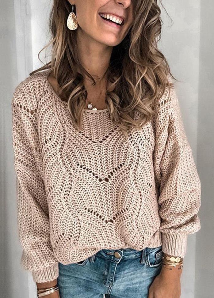 Casual Long Sleeve Solid Color Sweater